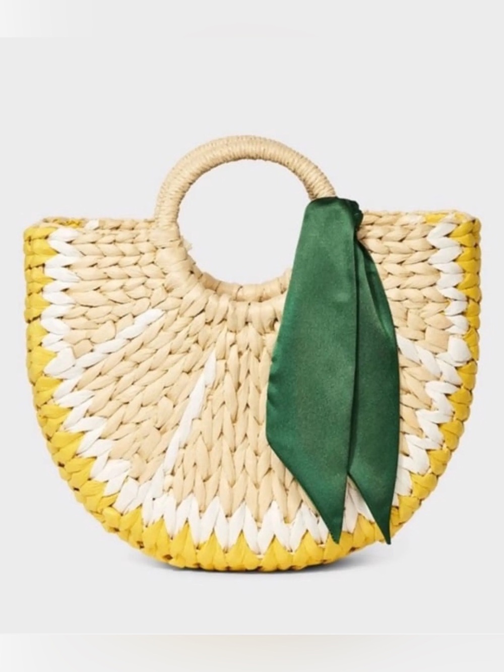 A New Day Straw Woven Lemon Tote Handbag